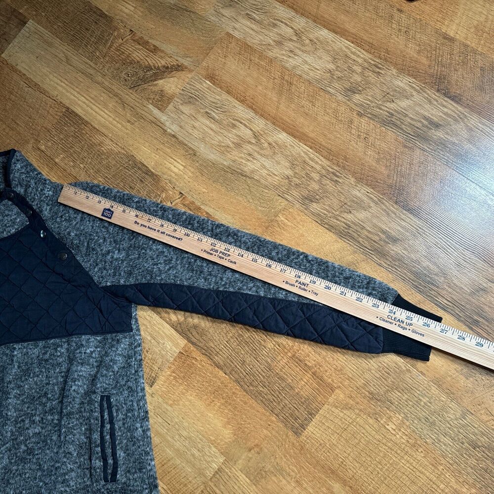 Abercrombie‎ & Fitch Jacket Medium Gray Asymmetric Snap Quilted Fleece Pullover - Picture 8 of 8